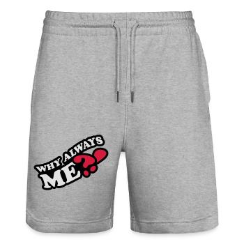 Why Always Me - Stanley/Stella Trainer Unisex Organic Jogging Shorts - heather grey - Front - Nik (191cm) & Marisol (170cm)