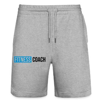 fitness coach blue black - Stanley/Stella Trainer Unisex Organic Jogging Shorts - heather grey - Front - Nik (191cm) & Marisol (170cm)