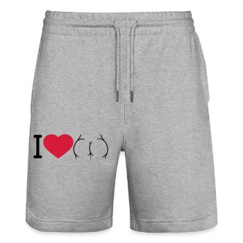 logo i love ass herz liebe rund nackte frau sexy a - Stanley/Stella Unisex Bio Joggingshorts Trainer  - Grau meliert - Vorne - Nik (191cm) & Marisol (170cm)