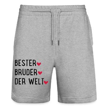 Bester Bruder der Welt - Stanley/Stella Unisex Bio Joggingshorts Trainer  - Grau meliert - Vorne - Nik (191cm) & Marisol (170cm)