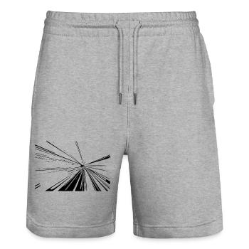 Vector Lines Splash - Stanley/Stella Trainer Unisex Organic Jogging Shorts - heather grey - Front - Nik (191cm) & Marisol (170cm)