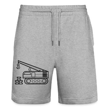 Crane for coloring Crane driver gift - Stanley/Stella Trainer Unisex Organic Jogging Shorts - heather grey - Front - Nik (191cm) & Marisol (170cm)