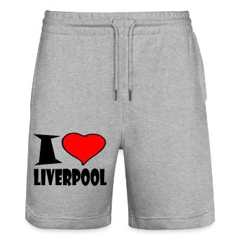 Liverpool - I love Liverpool - Stanley/Stella Unisex Bio Joggingshorts Trainer  - Grau meliert - Vorne - Nik (191cm) & Marisol (170cm)