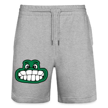 grenouille croquet grande bouche visage yeux tête zaeh - Short de jogging bio TRAINER Stanley/Stella unisexe - gris chiné - Devant - Nik (191cm) & Marisol (170cm)