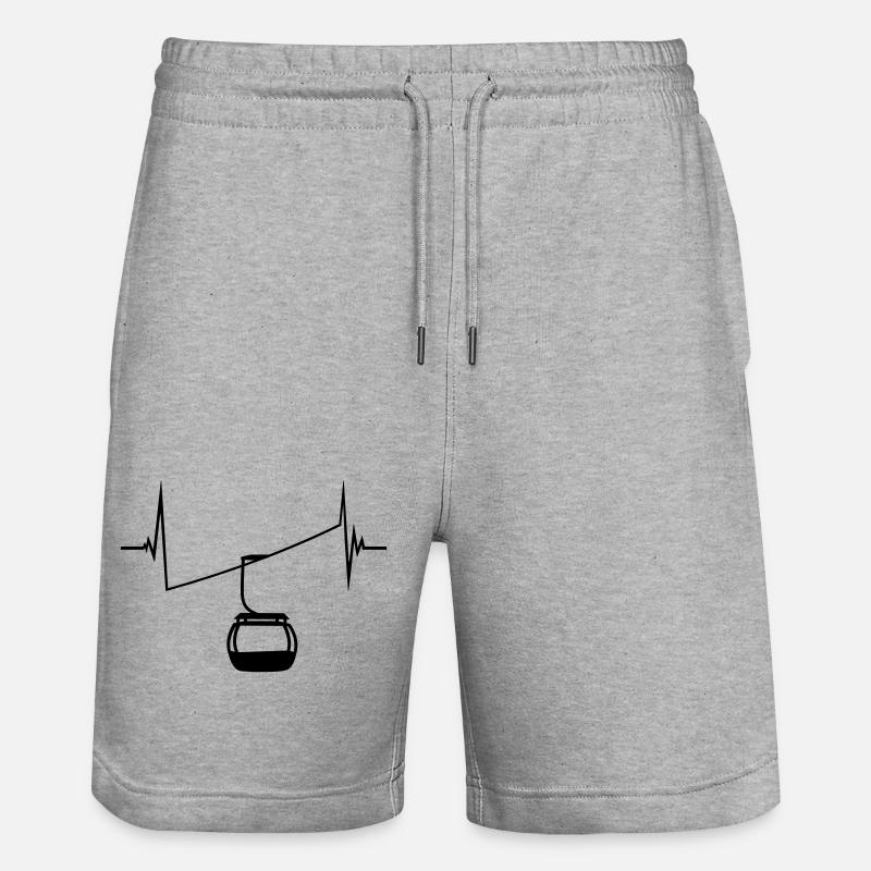 seilbahn puls herzschlag frequenz EKG gondelbahn g - Stanley/Stella Unisex Bio Joggingshorts Trainer  - Grau meliert