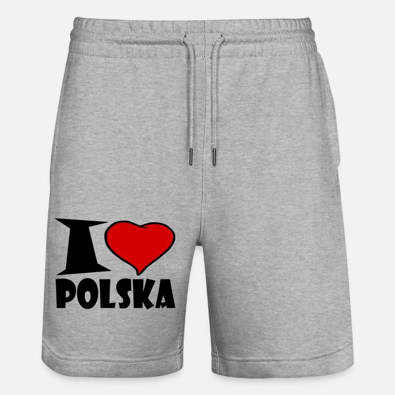 J'aime Polska - j'aime la Pologne - Short de jogging bio TRAINER Stanley/Stella unisexe - gris chiné
