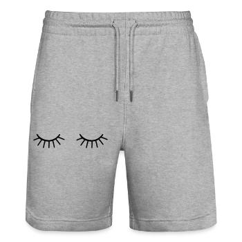 eyes closed - Stanley/Stella Trainer Unisex Organic Jogging Shorts - heather grey - Front - Nik (191cm) & Marisol (170cm)