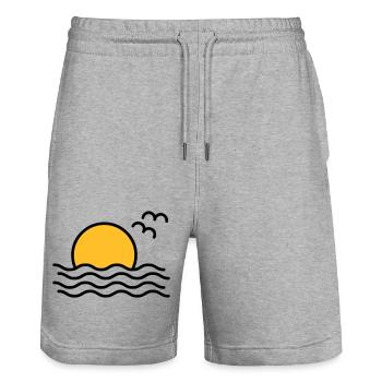 Coucher de soleil - Short de jogging bio TRAINER Stanley/Stella unisexe - gris chiné - Devant - Nik (191cm) & Marisol (170cm)