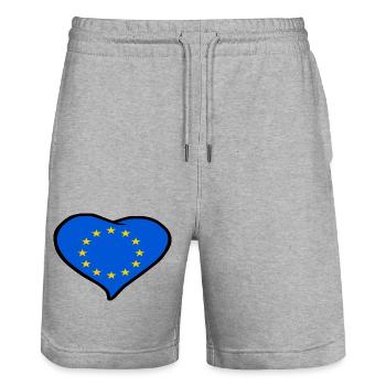 Drapeau coeur Europe - Short de jogging bio TRAINER Stanley/Stella unisexe - gris chiné - Devant - Nik (191cm) & Marisol (170cm)