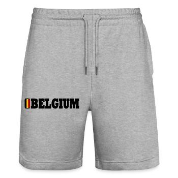 Belgium - Stanley/Stella Trainer Unisex Organic Jogging Shorts - heather grey - Front - Nik (191cm) & Marisol (170cm)