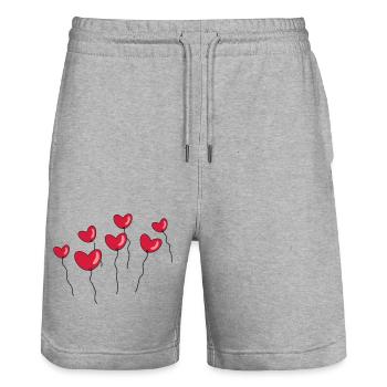 Luftballons in Herzform - Stanley/Stella Unisex Bio Joggingshorts Trainer  - Grau meliert - Vorne - Nik (191cm) & Marisol (170cm)