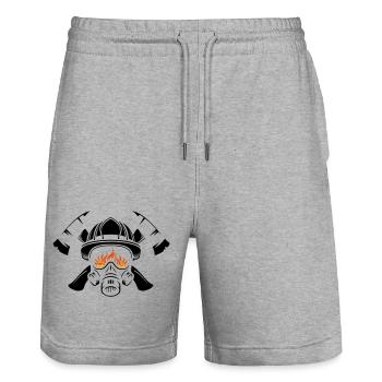 Helmet and respiratory protection with crossed axes Fire brigade - Stanley/Stella Trainer Unisex Organic Jogging Shorts - heather grey - Front - Nik (191cm) & Marisol (170cm)