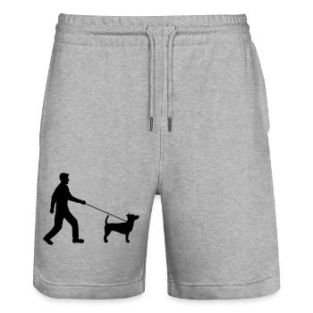 Go for a walk Dog Clipart Braver dear man nice kle - Stanley/Stella Trainer Unisex Organic Jogging Shorts - heather grey - Front - Nik (191cm) & Marisol (170cm)
