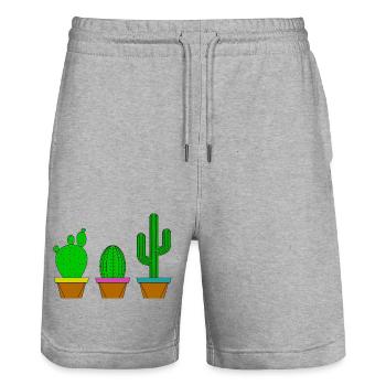 Cactus en pots - Short de jogging bio TRAINER Stanley/Stella unisexe - gris chiné - Devant - Nik (191cm) & Marisol (170cm)