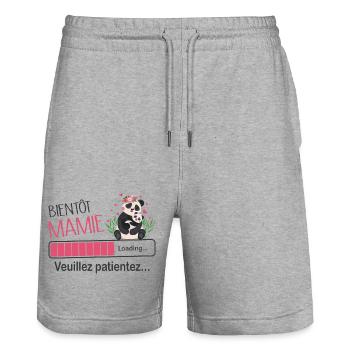 Bientôt Mamie Annonce Panda Idée De Cadeau - Short de jogging bio TRAINER Stanley/Stella unisexe - gris chiné - Devant - Nik (191cm) & Marisol (170cm)