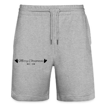 Merry Christmas Black - Stanley/Stella Trainer Unisex Organic Jogging Shorts - heather grey - Front - Nik (191cm) & Marisol (170cm)