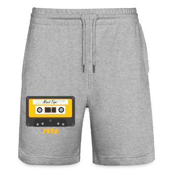 Alte Kassette - Jahrgang 1976 - Stanley/Stella Unisex Bio Joggingshorts Trainer  - Grau meliert - Vorne - Nik (191cm) & Marisol (170cm)