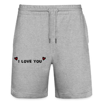 ICH LIEBE DICH. VALENTINSTAG. ICH LIEBE DICH. ICH LIEBE DICH. - Stanley/Stella Unisex Bio Joggingshorts Trainer  - Grau meliert - Vorne - Nik (191cm) & Marisol (170cm)