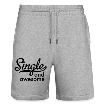 single and awesome - Stanley/Stella Trainer Unisex Organic Jogging Shorts - heather grey - Front - Nik (191cm) & Marisol (170cm)