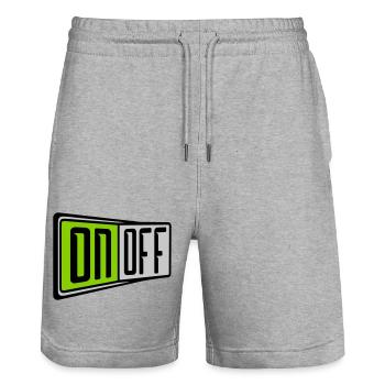On Off Switch - Stanley/Stella Trainer Unisex Organic Jogging Shorts - heather grey - Front - Nik (191cm) & Marisol (170cm)