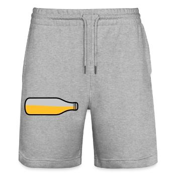 Lying beer bottle - Stanley/Stella Trainer Unisex Organic Jogging Shorts - heather grey - Front - Nik (191cm) & Marisol (170cm)