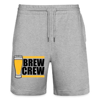 Bierglas Brew Crew Spruch - Stanley/Stella Unisex Bio Joggingshorts Trainer  - Grau meliert - Vorne - Nik (191cm) & Marisol (170cm)