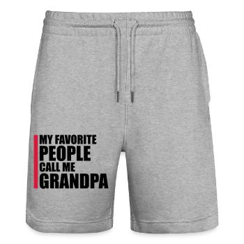 People Call Me Grandpa - Stanley/Stella Unisex Bio Joggingshorts Trainer  - Grau meliert - Vorne - Nik (191cm) & Marisol (170cm)