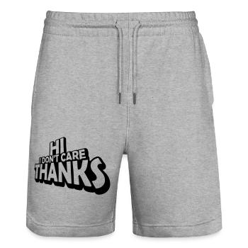 Hi I don't care - Stanley/Stella Trainer Unisex Organic Jogging Shorts - heather grey - Front - Nik (191cm) & Marisol (170cm)