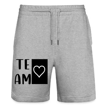team with heart - Stanley/Stella Unisex Bio Joggingshorts Trainer  - Grau meliert - Vorne - Nik (191cm) & Marisol (170cm)