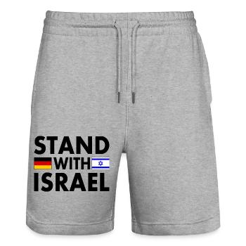 Stand with israel - Short de jogging bio TRAINER Stanley/Stella unisexe - gris chiné - Devant - Nik (191cm) & Marisol (170cm)