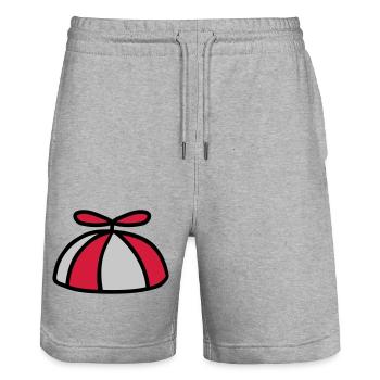Bunte Propellermütze Windrad Hut - Stanley/Stella Unisex Bio Joggingshorts Trainer  - Grau meliert - Vorne - Nik (191cm) & Marisol (170cm)