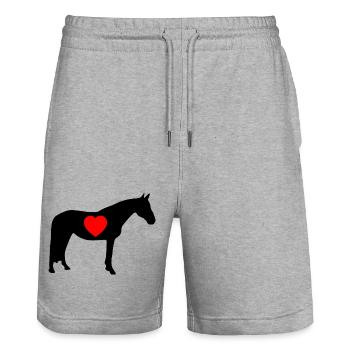 Cheval - Short de jogging bio TRAINER Stanley/Stella unisexe - gris chiné - Devant - Nik (191cm) & Marisol (170cm)