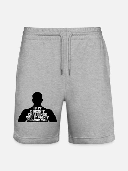 Workout Fitness Motivation Quote - Stanley/Stella Trainer Unisex Organic Jogging Shorts - heather grey