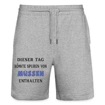 Dieser Tag könnte Spuren von müssen enthalten. - Stanley/Stella Unisex Bio Joggingshorts Trainer  - Grau meliert - Vorne - Nik (191cm) & Marisol (170cm)