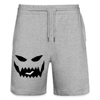 Halloween Face - Stanley/Stella Trainer Unisex Organic Jogging Shorts - heather grey - Front - Nik (191cm) & Marisol (170cm)