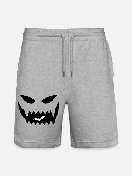 Halloween Face - Stanley/Stella Trainer Unisex Organic Jogging Shorts - heather grey