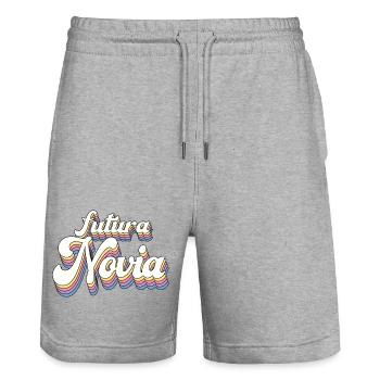 Futura Novia Girlfriend Engagement Wedding Gift - Stanley/Stella Trainer Unisex Organic Jogging Shorts - heather grey - Front - Nik (191cm) & Marisol (170cm)