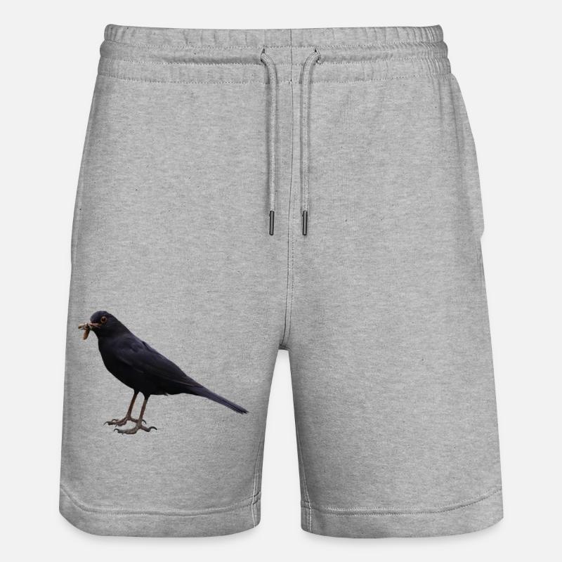 Amsel Vogel schwarzer Vogel - Stanley/Stella Unisex Bio Joggingshorts Trainer  - Grau meliert