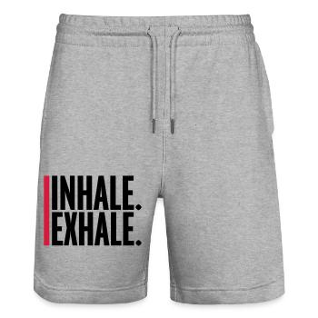 inhale exhale yoga Zitat - Stanley/Stella Unisex Bio Joggingshorts Trainer  - Grau meliert - Vorne - Nik (191cm) & Marisol (170cm)