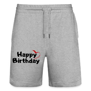 Joyeux anniversaire Salutation d’anniversaire Cadeau d’anniversaire - Short de jogging bio TRAINER Stanley/Stella unisexe - gris chiné - Devant - Nik (191cm) & Marisol (170cm)