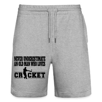 Kricket Team Cricket Spruch Geschenk Kricketfan - Stanley/Stella Unisex Bio Joggingshorts Trainer  - Grau meliert - Vorne - Nik (191cm) & Marisol (170cm)