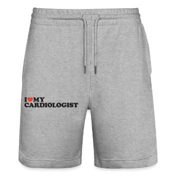 I love my Cardiologist Heart Shirt - Stanley/Stella Trainer Unisex Organic Jogging Shorts - heather grey - Front - Nik (191cm) & Marisol (170cm)