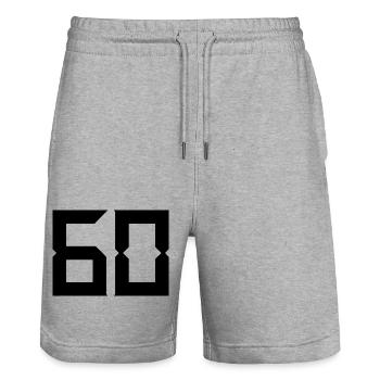 60 YEARS. 60TH ANNIVERSARY. BIRTHDAY 60 YEARS. 60 - Stanley/Stella Trainer Unisex Organic Jogging Shorts - heather grey - Front - Nik (191cm) & Marisol (170cm)