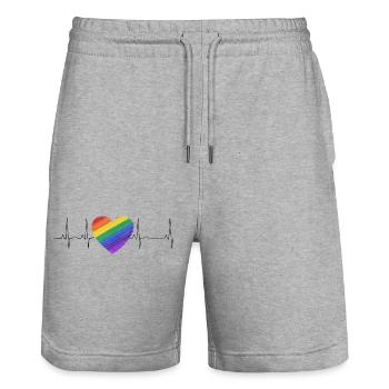 Herzklopfen Herz Regenbogen Diversität - Stanley/Stella Unisex Bio Joggingshorts Trainer  - Grau meliert - Vorne - Nik (191cm) & Marisol (170cm)