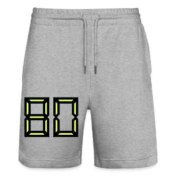 80. 80 JAHRE. 80-JÄHRIGES JUBILÄUM. GEBURTSTAG 80 JAHRE. - Stanley/Stella Unisex Bio Joggingshorts Trainer  - Grau meliert - Vorne - Nik (191cm) & Marisol (170cm)