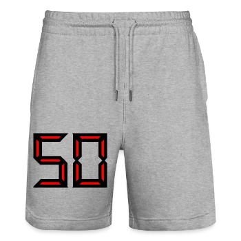 50. 50 ANS. 50e ANNIVERSAIRE. ANNIVERSAIRE 50 ANS. - Short de jogging bio TRAINER Stanley/Stella unisexe - gris chiné - Devant - Nik (191cm) & Marisol (170cm)