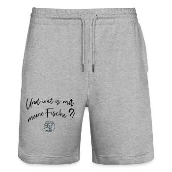 Fische Ritter Spruch Familie - Stanley/Stella Unisex Bio Joggingshorts Trainer  - Grau meliert - Vorne - Nik (191cm) & Marisol (170cm)