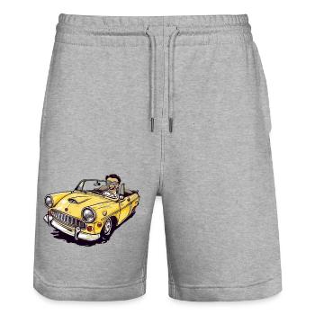 Gérard et son cabriolet jaune - Short de jogging bio TRAINER Stanley/Stella unisexe - gris chiné - Devant - Nik (191cm) & Marisol (170cm)
