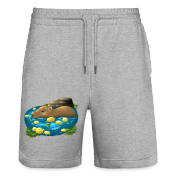 Capybara - Stanley/Stella Unisex Bio Joggingshorts Trainer  - Grau meliert - Vorne - Nik (191cm) & Marisol (170cm)