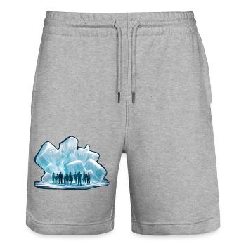 MENSCHEN, DIE IN RIESIGEN EISBROCKEN ERSTARRT SIND - Stanley/Stella Unisex Bio Joggingshorts Trainer  - Grau meliert - Vorne - Nik (191cm) & Marisol (170cm)